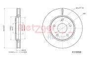 6110090 Brzdový kotouč COATED METZGER