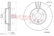 6110114 Brzdový kotouč COATED METZGER