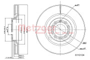 6110134 Brzdový kotouč COATED / HIGH CARBON METZGER