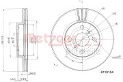 6110154 Brzdový kotouč METZGER