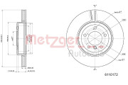 6110172 Brzdový kotouč COATED / HIGH CARBON METZGER