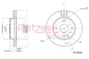 6110202 Brzdový kotouč COATED METZGER