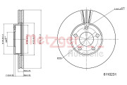 6110231 Brzdový kotouč COATED / HIGH CARBON METZGER