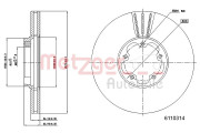 6110314 Brzdový kotouč COATED METZGER