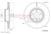 6110335 Brzdový kotouč COATED / HIGH CARBON METZGER