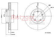 6110342 Brzdový kotouč COATED METZGER