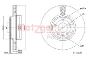 6110425 Brzdový kotouč COATED METZGER