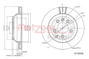 6110434 Brzdový kotouč GREENPARTS METZGER