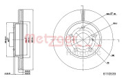 6110539 METZGER brzdový kotúč 6110539 METZGER