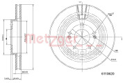 6110620 Brzdový kotouč COATED METZGER
