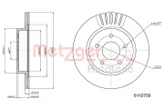 6110759 METZGER brzdový kotúč 6110759 METZGER