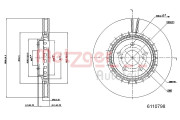 6110798 Brzdový kotouč GREENPARTS METZGER