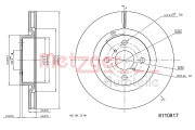 6110817 Brzdový kotouč COATED GREENPARTS METZGER