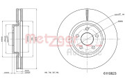 6110823 Brzdový kotouč COATED METZGER