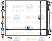 8MK 376 701-704 BEHR HELLA SERVICE chladič motora 8MK 376 701-704 BEHR HELLA SERVICE