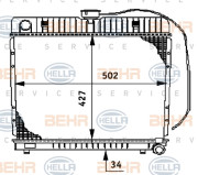 8MK 376 706-191 BEHR HELLA SERVICE chladič motora 8MK 376 706-191 BEHR HELLA SERVICE