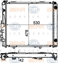 8MK 376 712-424 BEHR HELLA SERVICE chladič motora 8MK 376 712-424 BEHR HELLA SERVICE