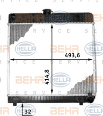 8MK 376 713-211 BEHR HELLA SERVICE chladič motora 8MK 376 713-211 BEHR HELLA SERVICE