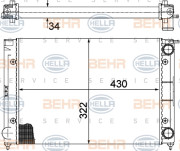 8MK 376 713-334 BEHR HELLA SERVICE chladič motora 8MK 376 713-334 BEHR HELLA SERVICE