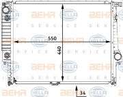 8MK 376 722-531 BEHR HELLA SERVICE chladič motora 8MK 376 722-531 BEHR HELLA SERVICE