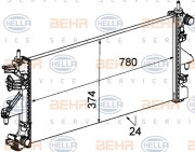 8MK 376 745-104 Chladič, chlazení motoru BEHR HELLA SERVICE