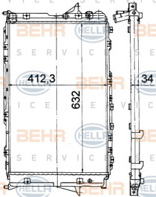 8MK 376 765-161 BEHR HELLA SERVICE chladič motora 8MK 376 765-161 BEHR HELLA SERVICE