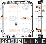 8MK 376 792-111 BEHR HELLA SERVICE chladič motora 8MK 376 792-111 BEHR HELLA SERVICE