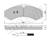 22-0212-3 Sada brzdových destiček, kotoučová brzda METELLI