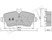 22-0310-1 Sada brzdových destiček, kotoučová brzda METELLI