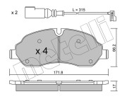 22-1032-0 Sada brzdových destiček, kotoučová brzda METELLI