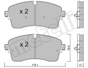 22-1250-0 Sada brzdových destiček, kotoučová brzda METELLI