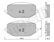 22-1351-0 Sada brzdových destiček, kotoučová brzda METELLI