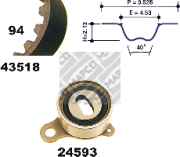 23518 ozubení,sada rozvodového řemene MAPCO