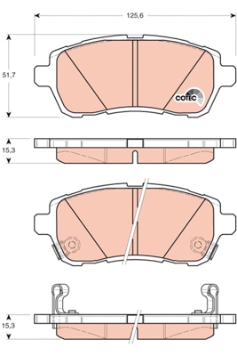 GDB3437DT Sada brzdových destiček, kotoučová brzda DTEC COTEC TRW