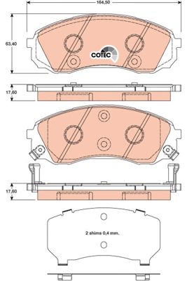 GDB3448DT Sada brzdových destiček, kotoučová brzda DTEC COTEC TRW