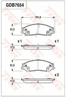 GDB7654DT Sada brzdových destiček, kotoučová brzda DTEC COTEC TRW