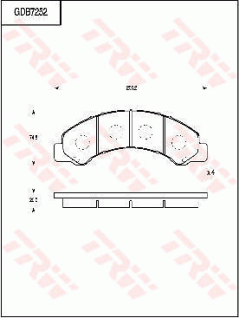GDB7252 Sada brzdových destiček, kotoučová brzda TRW
