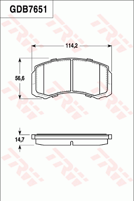 GDB7651 Sada brzdových destiček, kotoučová brzda TRW