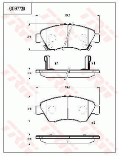 GDB7730 Sada brzdových destiček, kotoučová brzda TRW