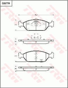 GDB7758 Sada brzdových destiček, kotoučová brzda TRW