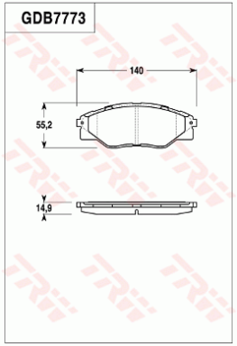 GDB7773 Sada brzdových destiček, kotoučová brzda TRW