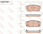 GDB7981 Sada brzdových destiček, kotoučová brzda TRW