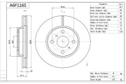 A6F116S AISIN brzdový kotúč A6F116S AISIN