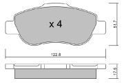 BPFI-1016 Sada brzdových destiček, kotoučová brzda AISIN