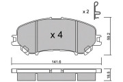 BPNI-1022 Sada brzdových destiček, kotoučová brzda AISIN