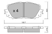 BPTO-1005 Sada brzdových destiček, kotoučová brzda AISIN