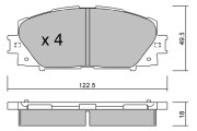 BPTO-1014 Sada brzdových destiček, kotoučová brzda AISIN