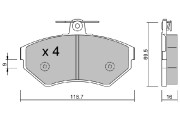 BPVW-1024 Sada brzdových destiček, kotoučová brzda AISIN