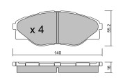 BPTO-1029 Sada brzdových destiček, kotoučová brzda Premium Advics AISIN