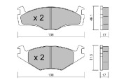 BPVW-1036 AISIN sada brzdových platničiek kotúčovej brzdy BPVW-1036 AISIN